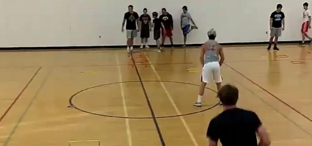 Falcons athletes during morning workouts